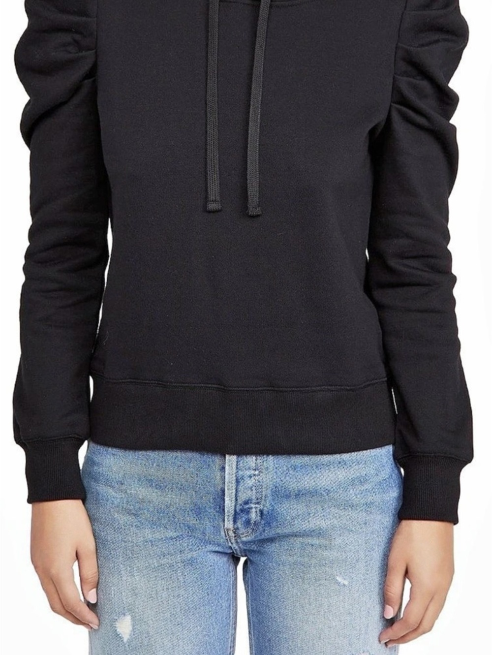 Rebecca Minkoff Janine Hoodie Puff Sleeve Black Medium